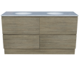 Nevada Plus Vanity 1500mm Double White Gloss Under Counter Basins SilkSurface Top Floor standing (NEVP-V-1500-D-SSU-F)
