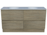 Nevada Plus Vanity 1500mm Double White Gloss Under Counter Basins SilkSurface Top Floor standing (NEVP-V-1500-D-SSU-F)