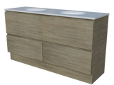 Nevada Plus Vanity 1500mm Double White Gloss Under Counter Basins SilkSurface Top Floor standing (NEVP-V-1500-D-SSU-F)