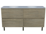 Nevada Plus Vanity 1500mm Double White Gloss Under Counter Basins SilkSurface Top On Legs (NEVP-V-1500-D-SSU-L)