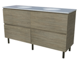 Nevada Plus Vanity 1500mm Double White Gloss Under Counter Basins SilkSurface Top On Legs (NEVP-V-1500-D-SSU-L)