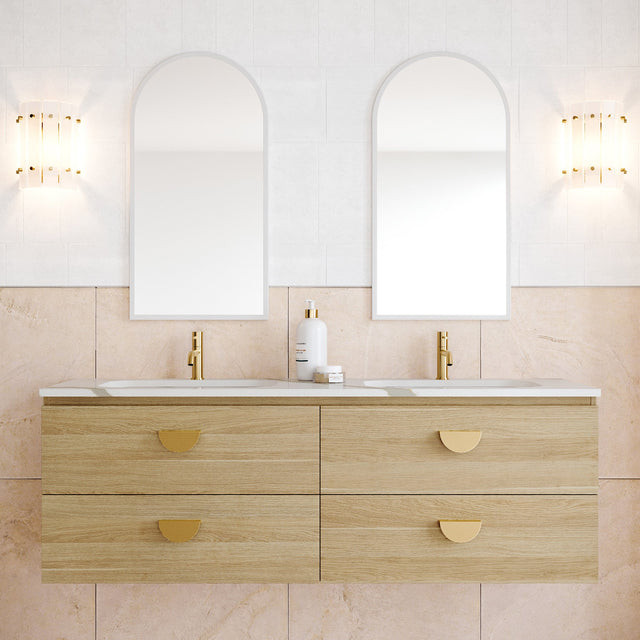 Nevada Plus Vanity 1500mm Double White Gloss Under Counter Basins SilkSurface Top Wall hung (NEVP-V-1500-D-SSU-W)