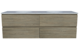 Nevada Plus Vanity 1500mm Double White Gloss Under Counter Basins SilkSurface Top Wall hung (NEVP-V-1500-D-SSU-W)