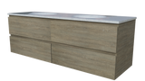 Nevada Plus Vanity 1500mm Double White Gloss Under Counter Basins SilkSurface Top Wall hung (NEVP-V-1500-D-SSU-W)
