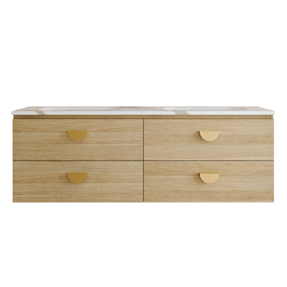 Nevada Plus Vanity 1500mm Double White Gloss Under Counter Basins SilkSurface Top Wall hung (NEVP-V-1500-D-SSU-W)