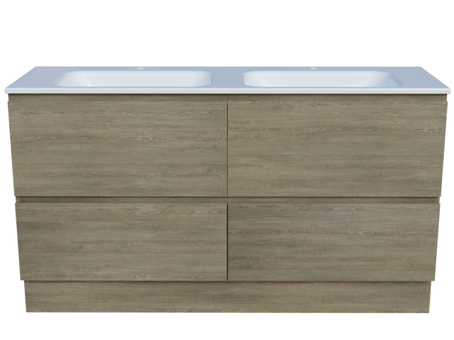 Nevada Plus Vanity 1500mm Double Bowl Stadium Top Floor standing (NEVP-V-1500-D-STD-F)