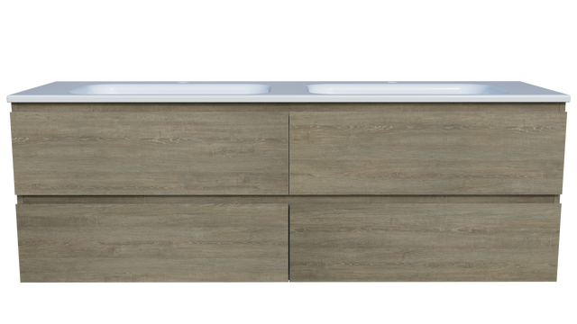 Nevada Plus Vanity 1500mm Double Bowl Stadium Top Wall hung (NEVP-V-1500-D-STD-W)