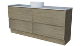 Nevada Plus Vanity 1800mm Centre White Gloss Above Counter Basin SilkSurface Top Floor standing (NEVP-V-1800-C-SSA-F)