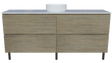 Nevada Plus Vanity 1800mm Centre White Gloss Above Counter Basin SilkSurface Top On Legs (NEVP-V-1800-C-SSA-L)