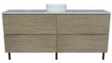Nevada Plus Vanity 1800mm Centre White Gloss Above Counter Basin SilkSurface Top On Legs (NEVP-V-1800-C-SSA-L)