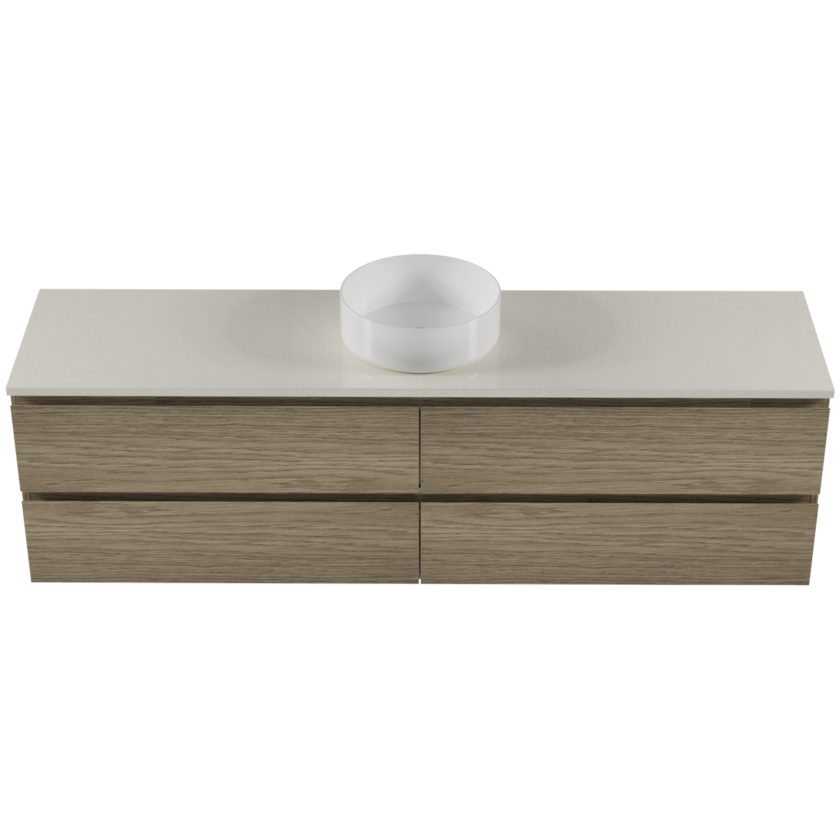 Nevada Plus Vanity 1800mm Centre White Gloss Above Counter Basin SilkSurface Top Wall hung (NEVP-V-1800-C-SSA-W)