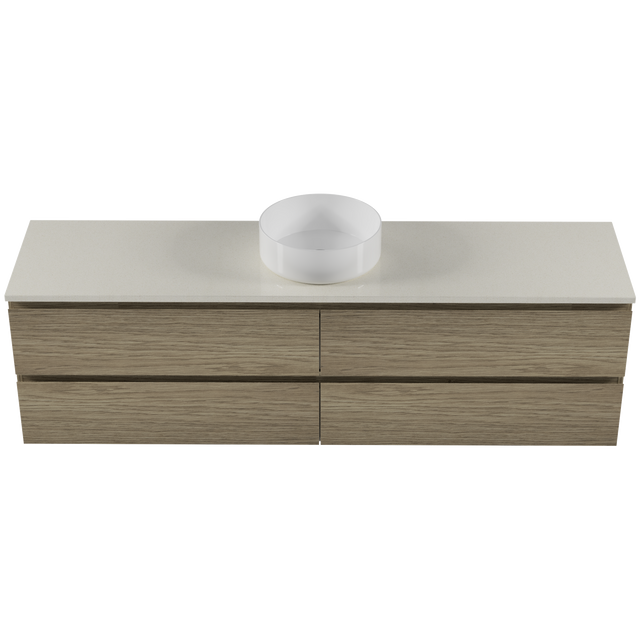 Nevada Plus Vanity 1800mm Centre White Gloss Above Counter Basin SilkSurface Top Wall hung (NEVP-V-1800-C-SSA-W)