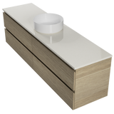 Nevada Plus Vanity 1800mm Centre White Gloss Above Counter Basin SilkSurface Top Wall hung (NEVP-V-1800-C-SSA-W)