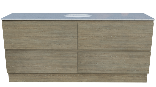 Nevada Plus Vanity 1800mm Centre White Gloss Under Counter Basin SilkSurface Top Floor standing (NEVP-V-1800-C-SSU-F)