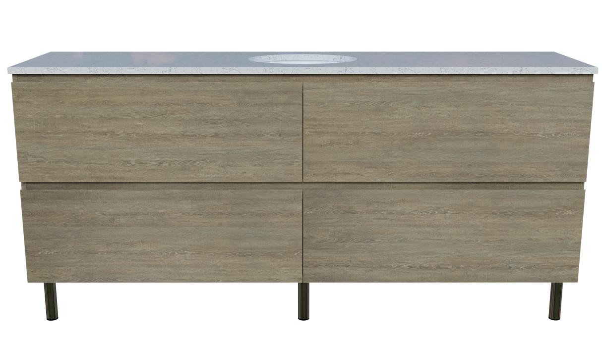 Nevada Plus Vanity 1800mm Centre White Gloss Under Counter Basin SilkSurface Top On Legs (NEVP-V-1800-C-SSU-L)