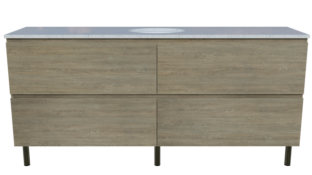 Nevada Plus Vanity 1800mm Centre White Gloss Under Counter Basin SilkSurface Top On Legs (NEVP-V-1800-C-SSU-L)