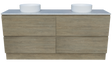 Nevada Plus Vanity 1800mm Double White Gloss Above Counter Basins SilkSurface Top Floor standing (NEVP-V-1800-D-SSA-F)