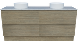 Nevada Plus Vanity 1800mm Double White Gloss Above Counter Basins SilkSurface Top Floor standing (NEVP-V-1800-D-SSA-F)