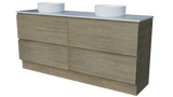 Nevada Plus Vanity 1800mm Double White Gloss Above Counter Basins SilkSurface Top Floor standing (NEVP-V-1800-D-SSA-F)