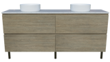 Nevada Plus Vanity 1800mm Double White Gloss Above Counter Basins SilkSurface Top On Legs (NEVP-V-1800-D-SSA-L)