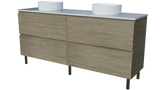 Nevada Plus Vanity 1800mm Double White Gloss Above Counter Basins SilkSurface Top On Legs (NEVP-V-1800-D-SSA-L)