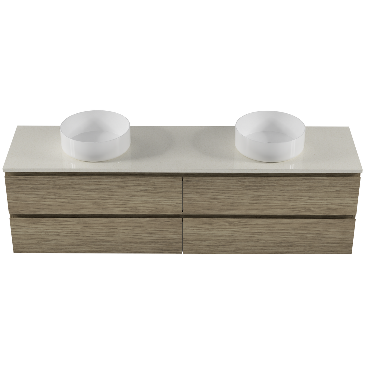 Nevada Plus Vanity 1800mm Double White Gloss Above Counter Basins SilkSurface Top Wall hung (NEVP-V-1800-D-SSA-W)