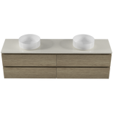 Nevada Plus Vanity 1800mm Double White Gloss Above Counter Basins SilkSurface Top Wall hung (NEVP-V-1800-D-SSA-W)