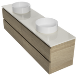Nevada Plus Vanity 1800mm Double White Gloss Above Counter Basins SilkSurface Top Wall hung (NEVP-V-1800-D-SSA-W)