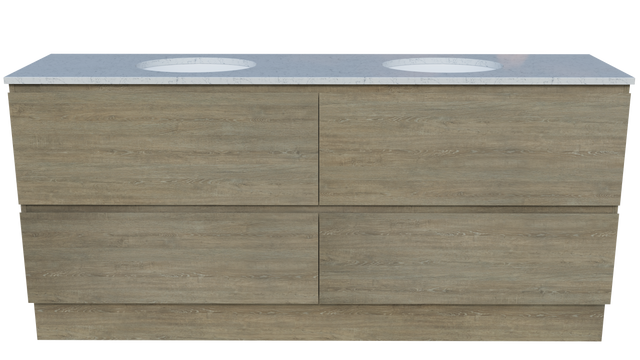 Nevada Plus Vanity 1800mm Double White Gloss Under Counter Basins SilkSurface Top Floor standing (NEVP-V-1800-D-SSU-F)