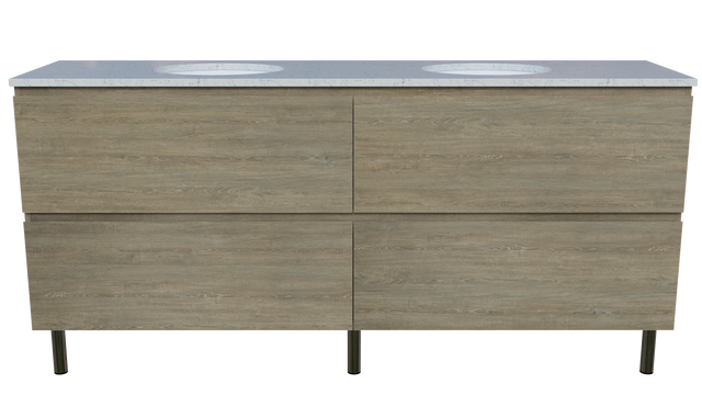 Nevada Plus Vanity 1800mm Double White Gloss Under Counter Basins SilkSurface Top On Legs (NEVP-V-1800-D-SSU-L)