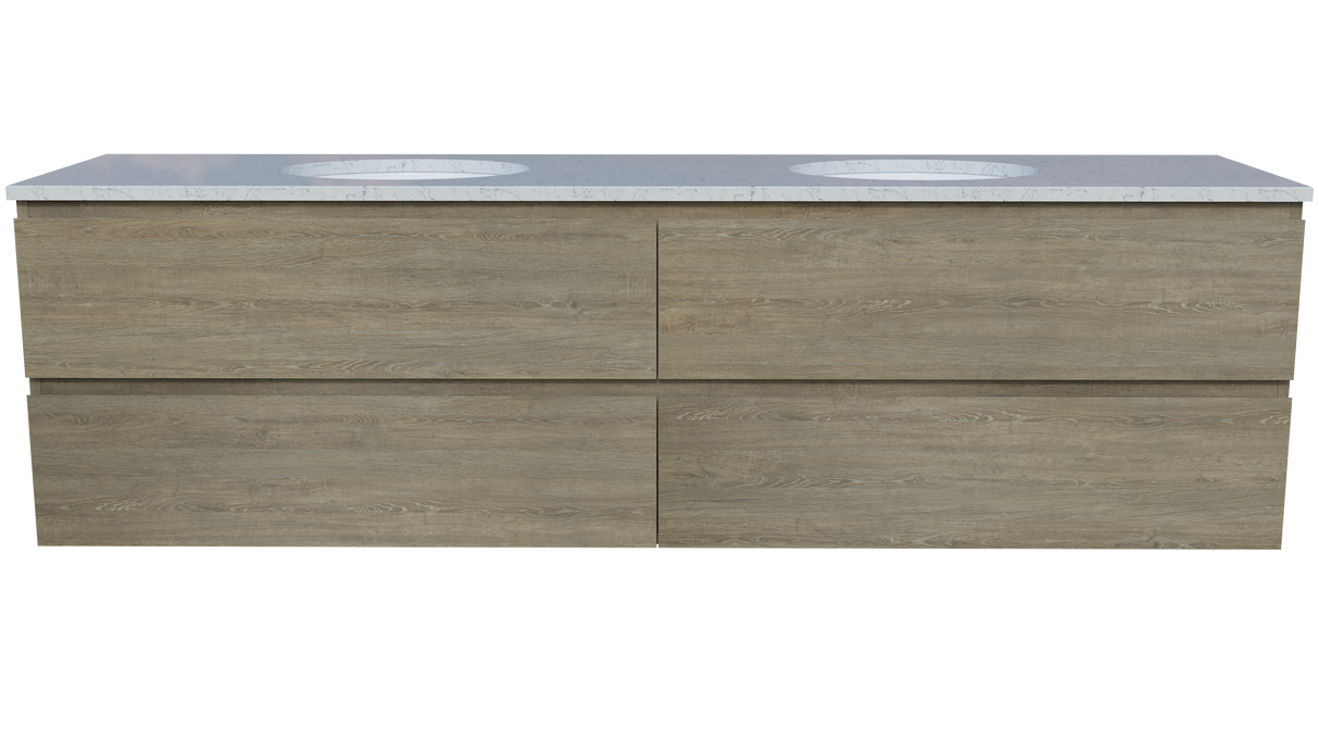 Nevada Plus Vanity 1800mm Double White Gloss Under Counter Basins SilkSurface Top Wall hung (NEVP-V-1800-D-SSU-W)