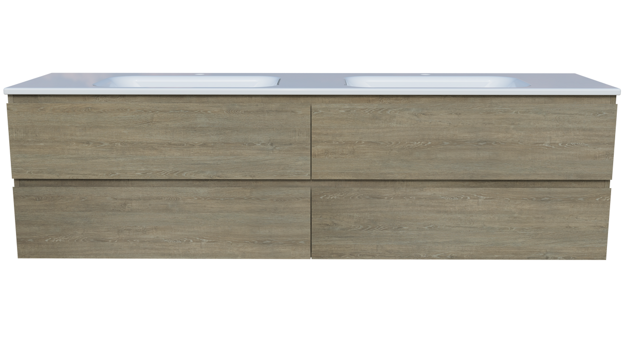 Nevada Plus Vanity 1800mm Double Bowl Stadium Top Wall hung (NEVP-V-1800-D-STD-W)