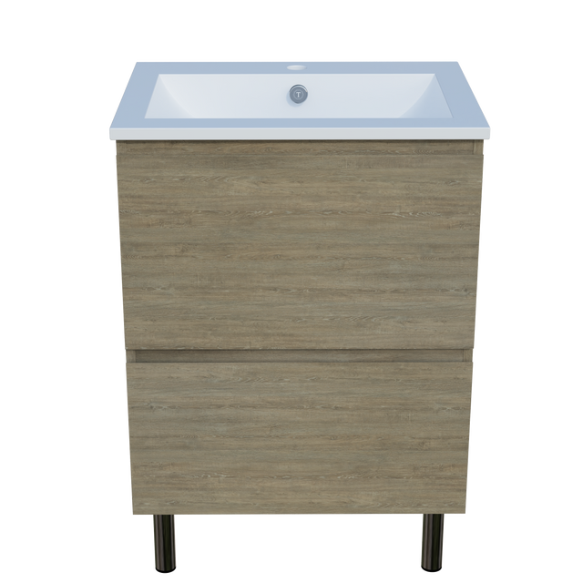 Nevada Plus Vanity 600mm Centre Bowl Alpha Top On Legs (NEVP-V-600-C-APH-L)