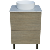 Nevada Plus Vanity 600mm Centre White Gloss Above Counter Basin SilkSurface Top On Legs (NEVP-V-600-C-SSA-L)
