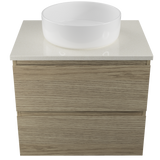 Nevada Plus Vanity 600mm Centre White Gloss Above Counter Basin SilkSurface Top Wall hung (NEVP-V-600-C-SSA-W)