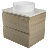 Nevada Plus Vanity 600mm Centre White Gloss Above Counter Basin SilkSurface Top Wall hung (NEVP-V-600-C-SSA-W)