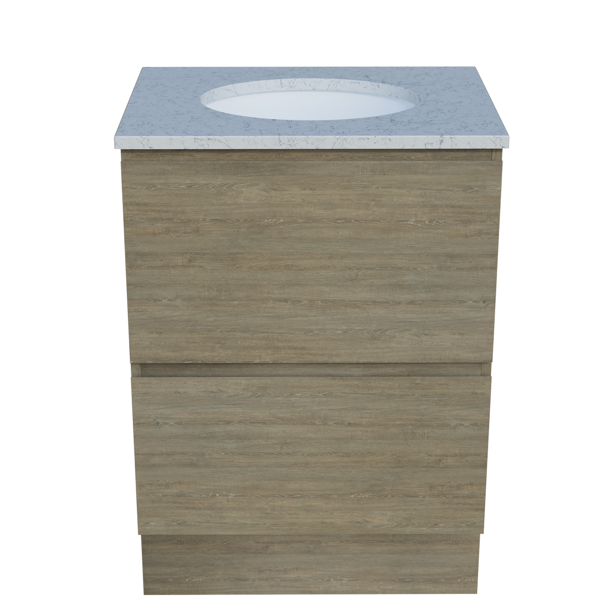 Nevada Plus Vanity 600mm Centre White Gloss Under Counter Basin SilkSurface Top Floor standing (NEVP-V-600-C-SSU-F)