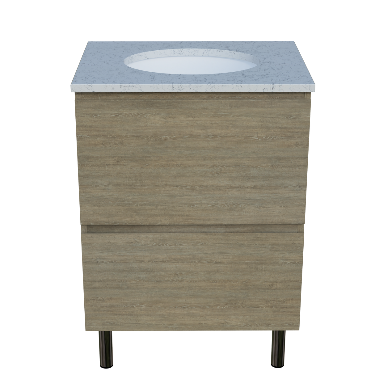 Nevada Plus Vanity 600mm Centre White Gloss Under Counter Basin SilkSurface Top On Legs (NEVP-V-600-C-SSU-L)