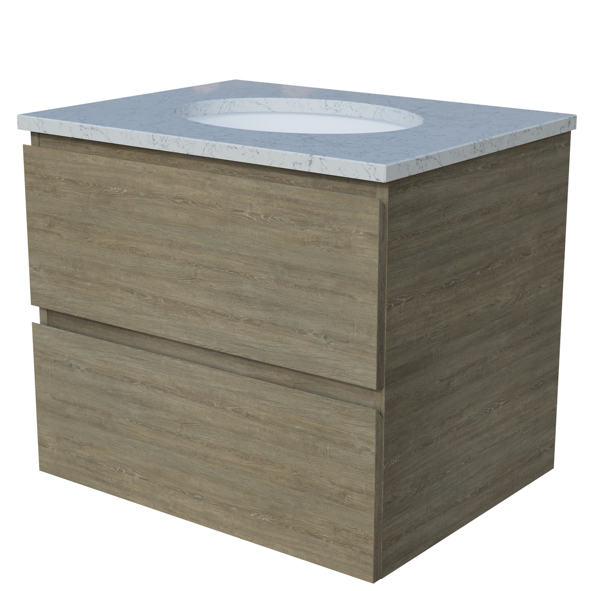 Nevada Plus Vanity 600mm Centre White Gloss Under Counter Basin SilkSurface Top Wall hung (NEVP-V-600-C-SSU-W)