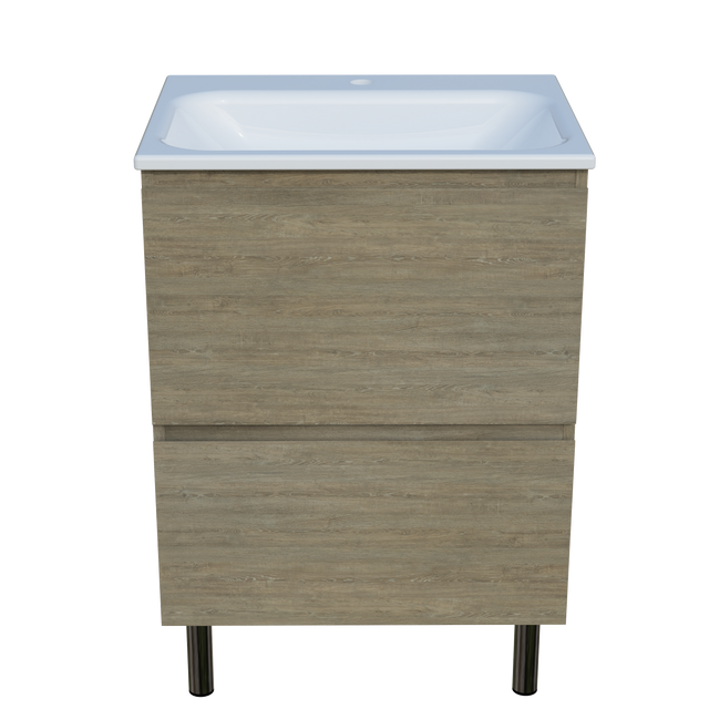 Nevada Plus Vanity 600mm Centre Bowl Stadium Top On Legs (NEVP-V-600-C-STD-L)