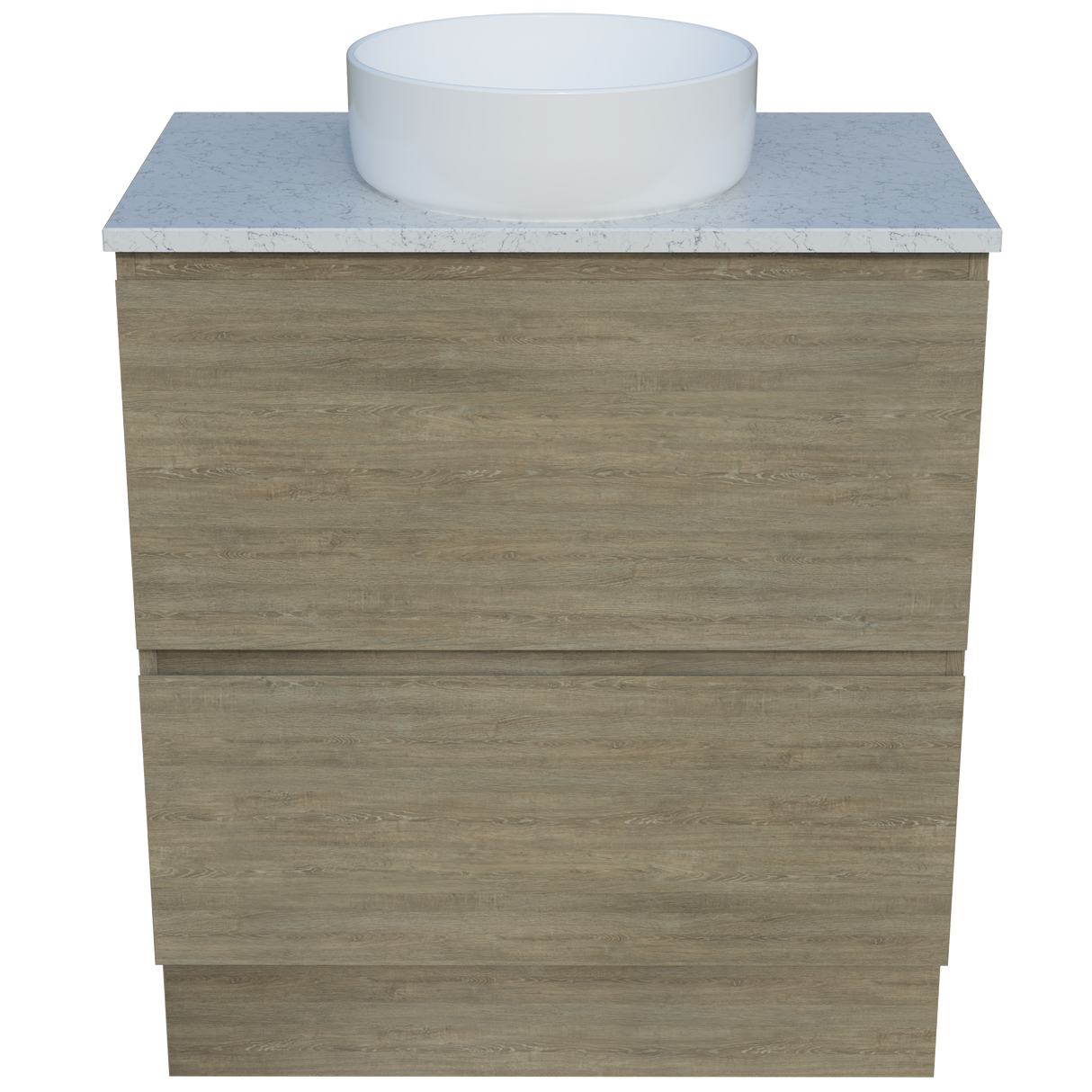 Nevada Plus Vanity 750mm Centre White Gloss Above Counter Basin SilkSurface Top Floor standing (NEVP-V-750-C-SSA-F)
