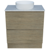 Nevada Plus Vanity 750mm Centre White Gloss Above Counter Basin SilkSurface Top Floor standing (NEVP-V-750-C-SSA-F)
