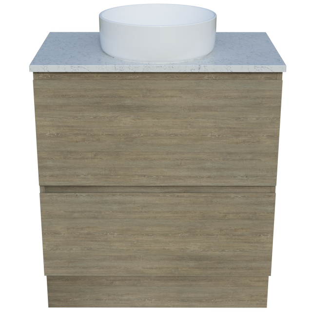 Nevada Plus Vanity 750mm Centre White Gloss Above Counter Basin SilkSurface Top Floor standing (NEVP-V-750-C-SSA-F)