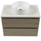 Nevada Plus Vanity 750mm Centre White Gloss Above Counter Basin SilkSurface Top Wall hung (NEVP-V-750-C-SSA-W)