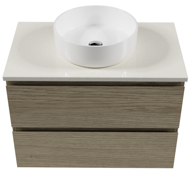 Nevada Plus Vanity 750mm Centre White Gloss Above Counter Basin SilkSurface Top Wall hung (NEVP-V-750-C-SSA-W)
