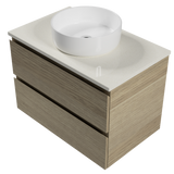 Nevada Plus Vanity 750mm Centre White Gloss Above Counter Basin SilkSurface Top Wall hung (NEVP-V-750-C-SSA-W)