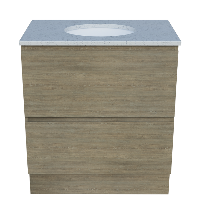 Nevada Plus Vanity 750mm Centre White Gloss Under Counter Basin SilkSurface Top Floor standing (NEVP-V-750-C-SSU-F)