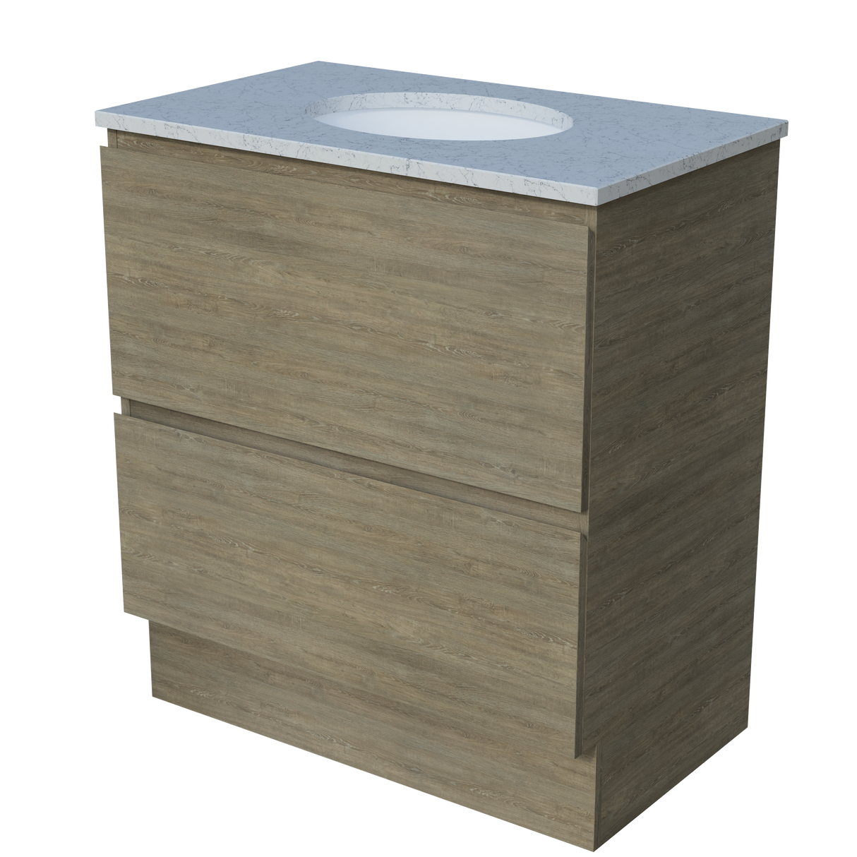 Nevada Plus Vanity 750mm Centre White Gloss Under Counter Basin SilkSurface Top Floor standing (NEVP-V-750-C-SSU-F)