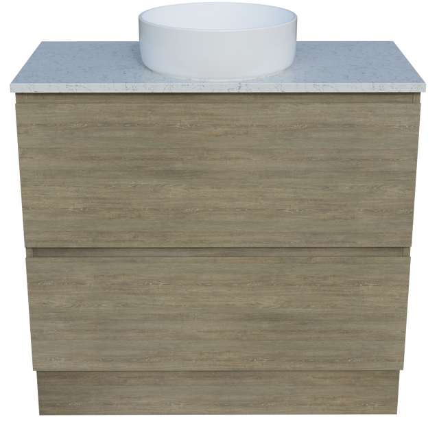Nevada Plus Vanity 900mm Centre White Gloss Above Counter Basin SilkSurface Top Floor standing (NEVP-V-900-C-SSA-F)