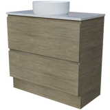 Nevada Plus Vanity 900mm Centre White Gloss Above Counter Basin SilkSurface Top Floor standing (NEVP-V-900-C-SSA-F)